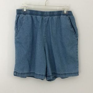 Distressed lightweight denim shorts